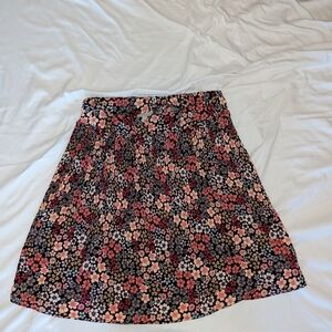 Black and Pink Status by Chenault Pleated Floral Skirt